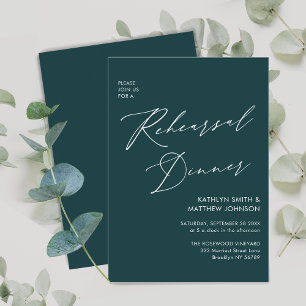 Elegant Script Sage Green Simple Rehearsal Dinner Invitation