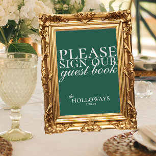 Elegant Script Sage Green Wedding Guestbook