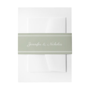 Elegant Script Sage Green Wedding Invitation Belly Band