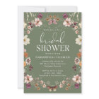 Elegant Script Sage Green Wildflower Bridal Shower