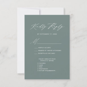 Élégant Script Sage Vert Mariage minimaliste RSVP