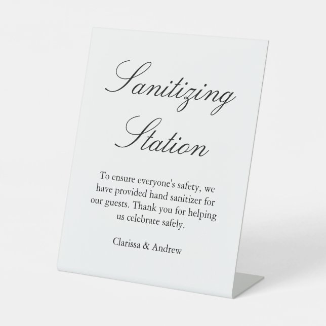 Elegant Script Sanitizing Station Pedestal Sign (Front)