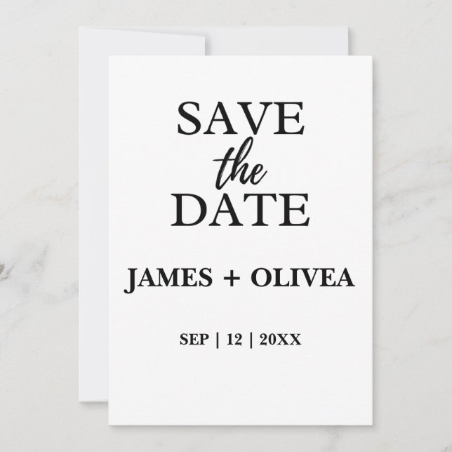 Elegant Script Save the Date Announcement Card (Front)