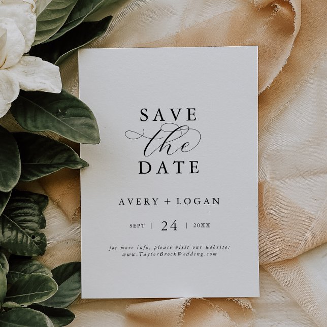 Elegant Script Save the Date Announcement Card (Creator Uploaded)