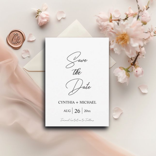 Elegant Script Save the Date Announcement Card (Creator Uploaded)