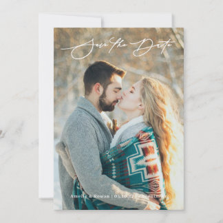 Elegant Script, save the date card, announcement