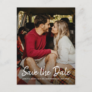 Elegant Script Save the Date Engagement Photo Announcement Postcard