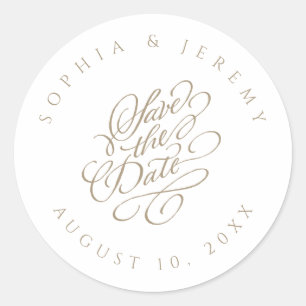 Elegant Script Save The Date Wedding Classic Round Sticker