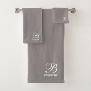 Élégant Script Serif Monogramme gris clair