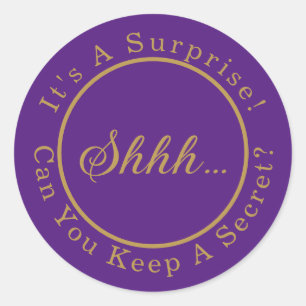Elegant Script Shhh...It's A Surprise Party Classic Round Sticker