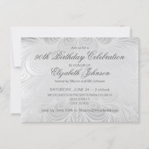 Elegant Script Silver 90th Birthday Invitation