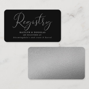 Elegant Script Silver Foil Gift Registry Enclosure Card