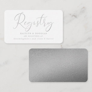 Elegant Script Silver Foil Gift Registry Enclosure Card