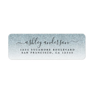 Elegant Script Silver Glitter Return Address