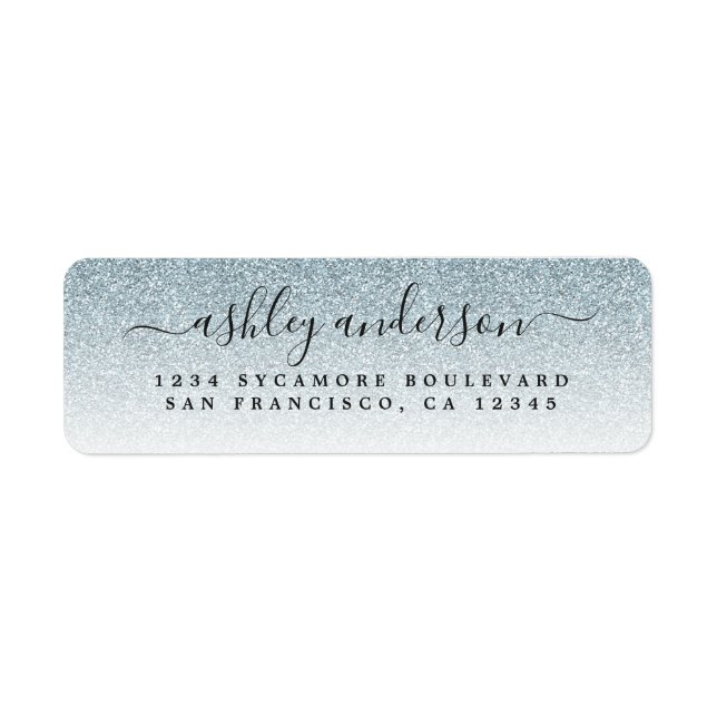Elegant Script Silver Glitter Return Address (Front)
