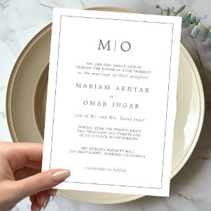 Elegant Script Silver Monogram Invitation