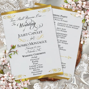 Elegant Script - Silver Pearl/Gold Wedding Program