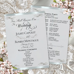 Elegant Script - Silver Pearl/Silver Wedding Program