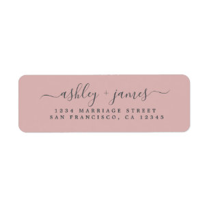 Elegant Script Silver Pink Wedding Return Address