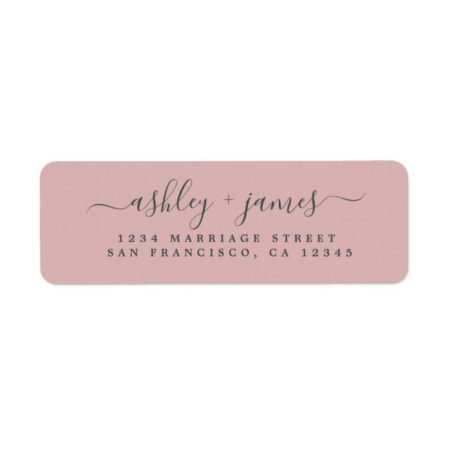 Elegant Script Silver Pink Wedding Return Address (Front)