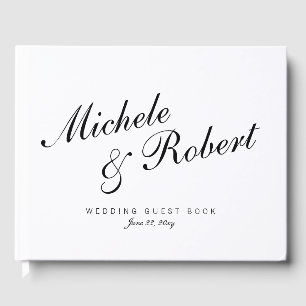 Elegant Script Simple Basic Clean White Classy Guest Book