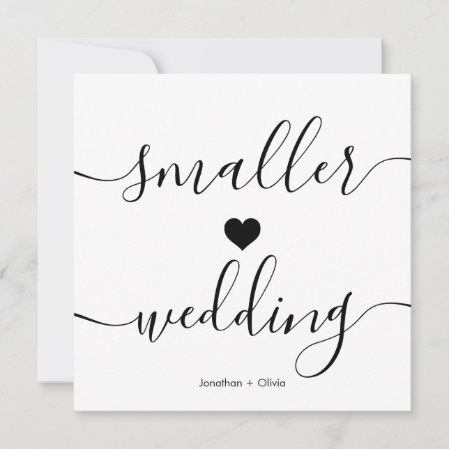 Elegant Script Simple Downsizing Smaller Wedding Announcement (Front)