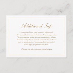 Elegant Script Simple Formal Gold Wedding Enclosure Card