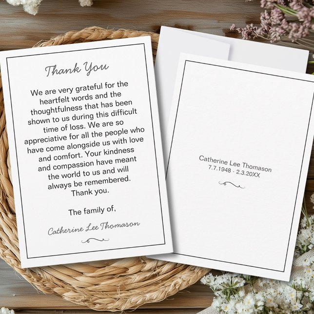 Elegant Script Simple Funeral Flat Thank You Card (Elegant Script Simple Funeral Flat Thank You Card
)