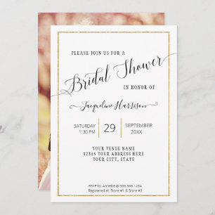 Elegant Script Simple Gold Minimal Bridal Shower Invitation
