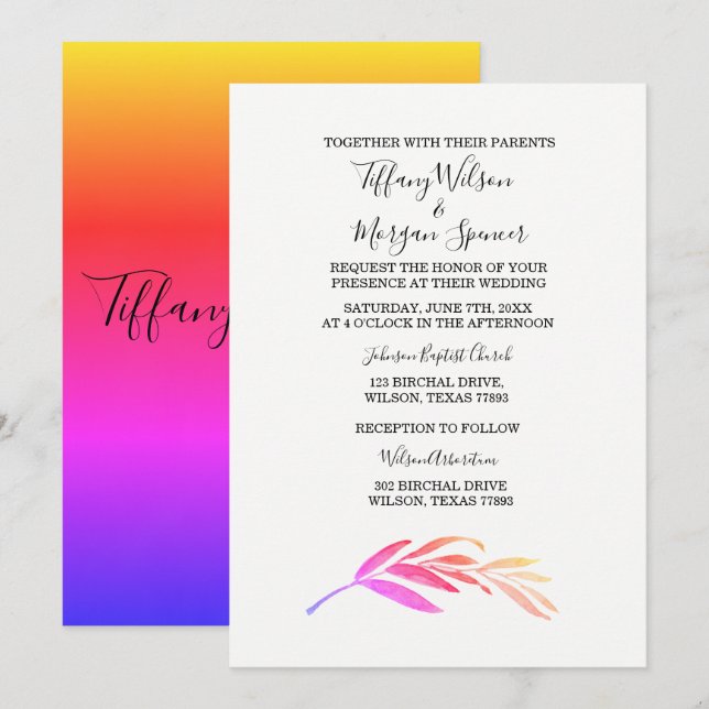 Élégant script simple Invitation de mariage de mêm (Devant / Derrière)