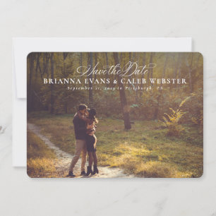 Elegant script simple one photo save the date