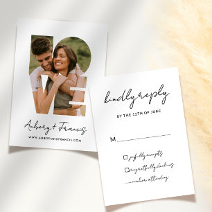 Elegant Script Simple Photo Wedding Kindly Reply RSVP Card