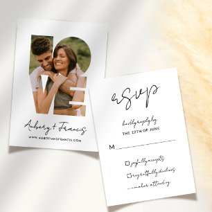 Elegant Script Simple Photo Wedding Kindly Reply RSVP Card