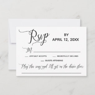Elegant Script Simple Song Request Wedding RSVP Card