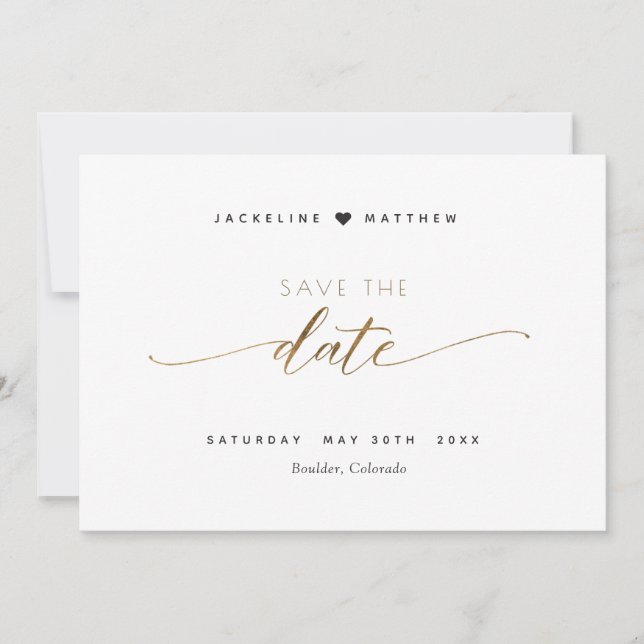 Elegant Script, Simple Stamp Wedding Save the Date (Front)