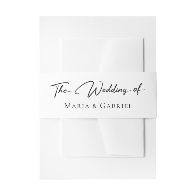 Elegant script simple stylish modern Wedding Invitation Belly Band (Front Example)