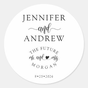 Elegant Script Simple Wedding Favour Classic Round Sticker