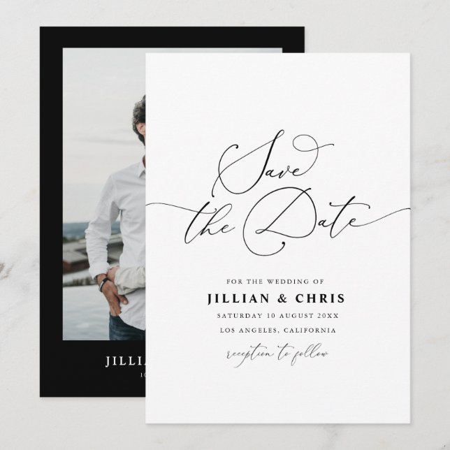 Elegant script simple wedding invitation (Front/Back)