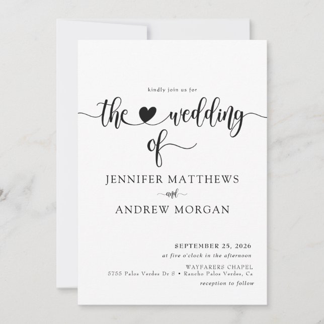 Elegant Script Simple Wedding Invitations (Front)