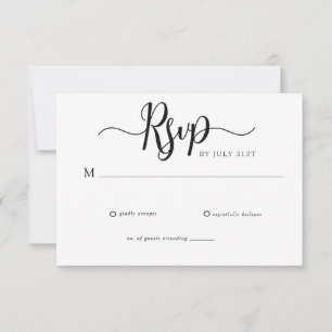 Elegant Script Simple Wedding RSVP Card