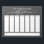 Elegant Script Simple Weekly Planner, Dark Grey Notepad<br><div class="desc">This versatile weekly planner has been set up with very basic elements that can all be edited... except for the header. The phrase "weekly planner" was rendered in a gorgeous luxury script font and has been placed, as a graphic, at the top of the page. Use the template fields to...</div>
