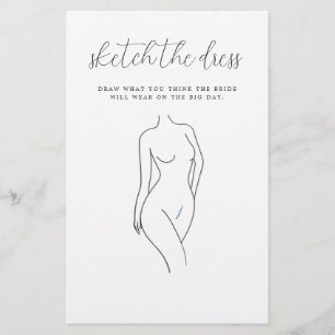 Elegant Script Sketch The Dress Bridal Shower Game