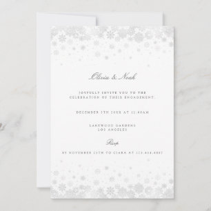Elegant Script Snowflakes Engagement Invitation