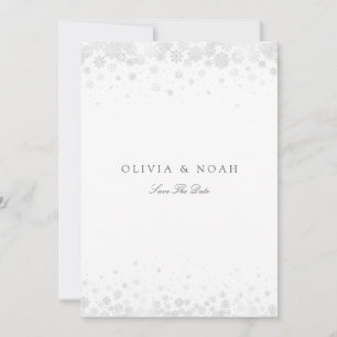 Elegant Script Snowflakes Save The Date Card