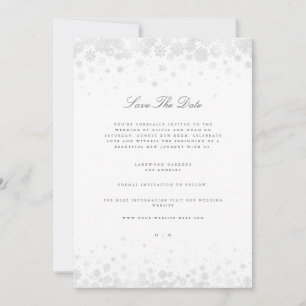Elegant Script Snowflakes Save The Date Card