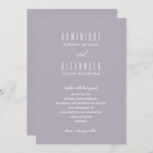 Élégant Script Soft Lilac Mariage Invitations