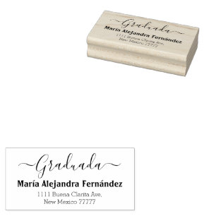 Elegant Script Spanish Custom Graduation Rubber Stamp