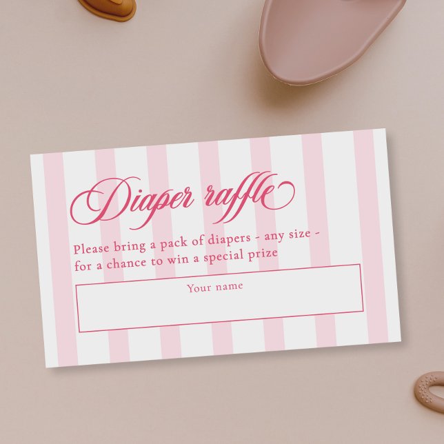 Elegant Script & Stripes Baby Shower Diaper Raffle Enclosure Card (Creator Uploaded)
