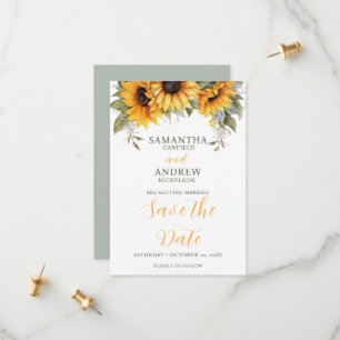 Elegant Script Sunflower Wedding Save the Date