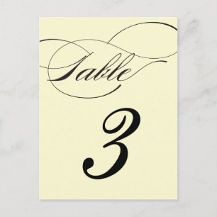 Elegant Script Table Number Postcard - Black